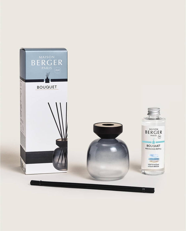 Wood Black Frosted Reed Diffuser + 180 ml Ocean Breeze