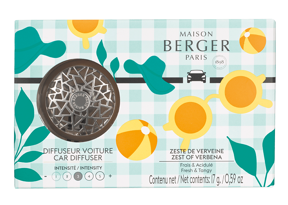 Maison Berger Car Diffuser Set – Zest of Verbena | Fresh Citrus Car Fragrance Diffuser Kit